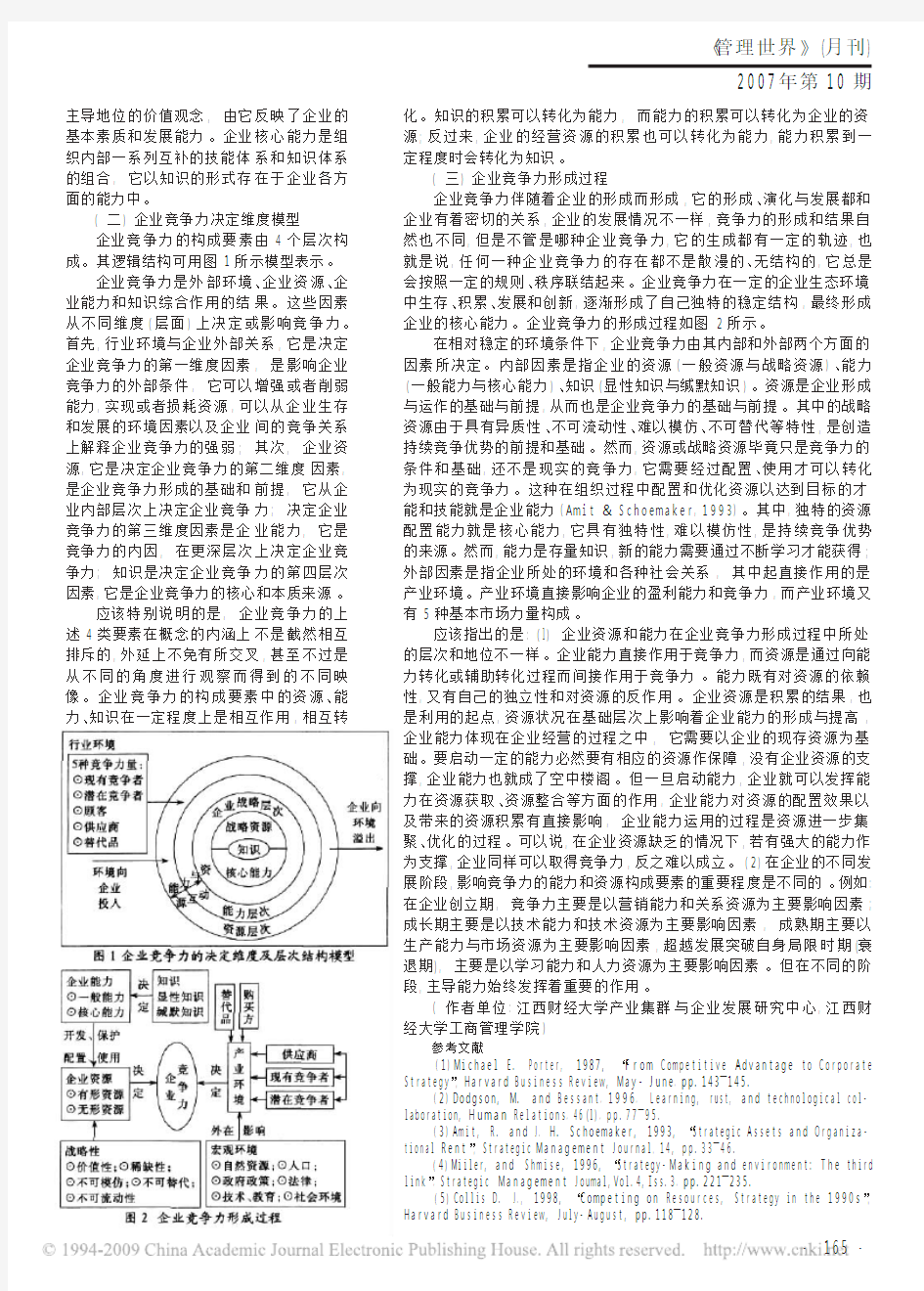 企业竞争力决定维度及形成过程