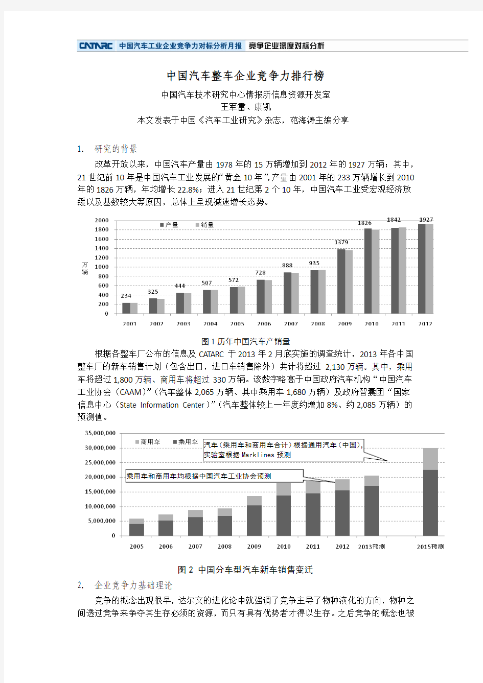 2013-2014年度中国汽车企业竞争力综合排行榜-《汽车工业研究》