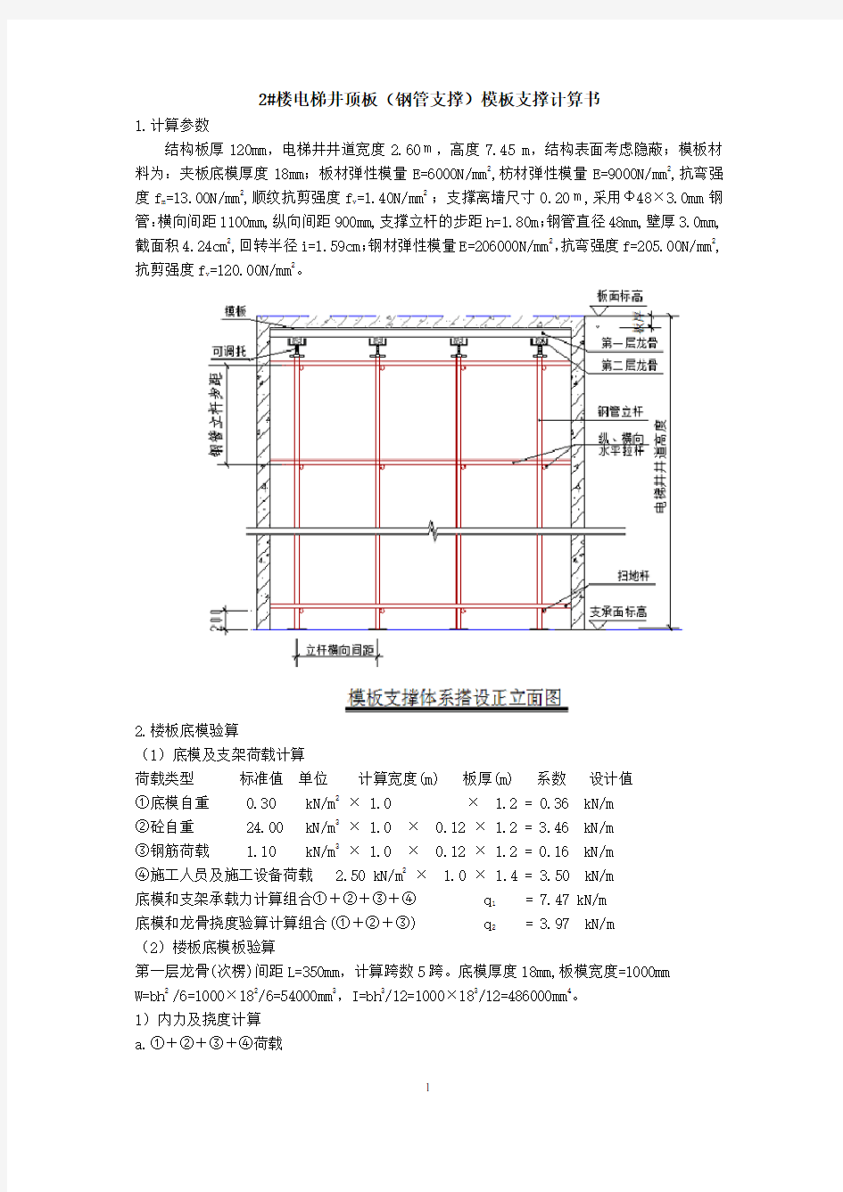 2#楼电梯井顶板高支模计算书