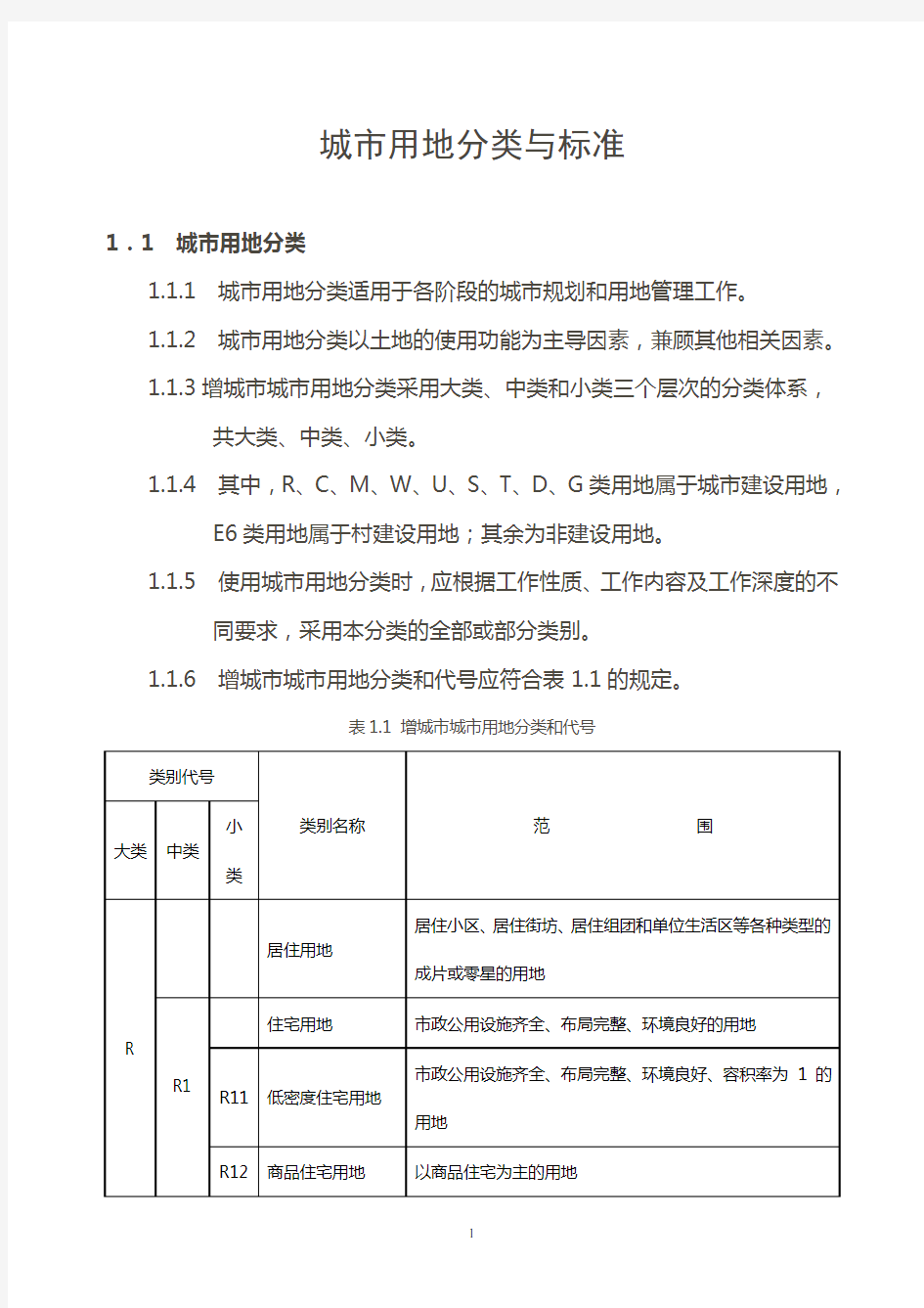 城市用地性质分类与标准