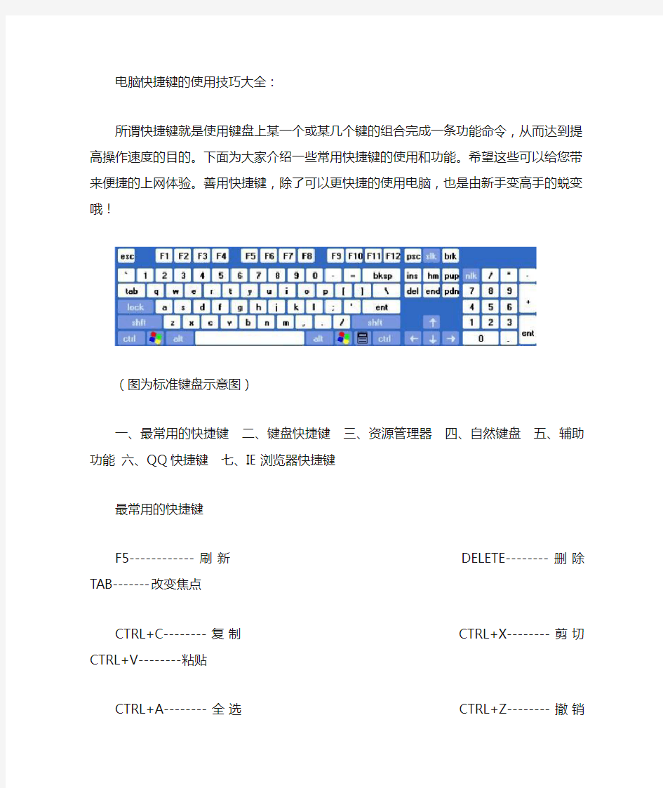 电脑快捷键的使用技巧大全