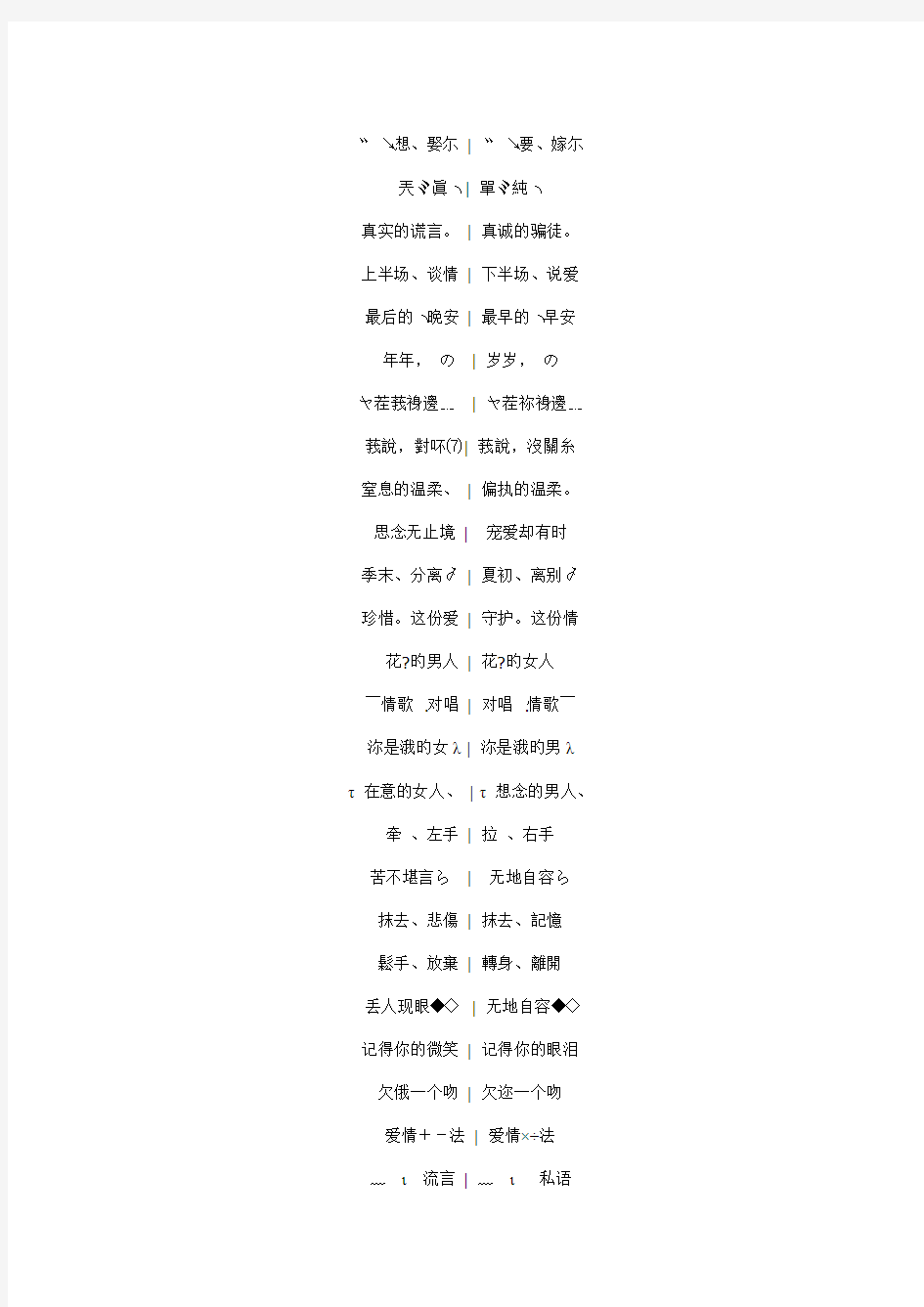 网名大全2011,个性符号,繁体字网名