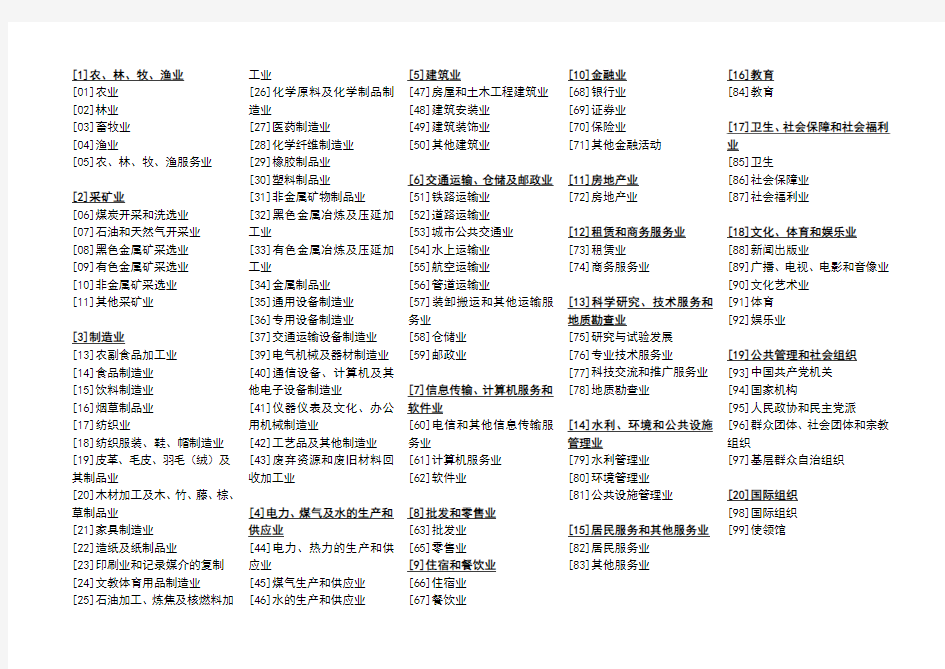 中华人民共和国国家统计局-行业分类标准