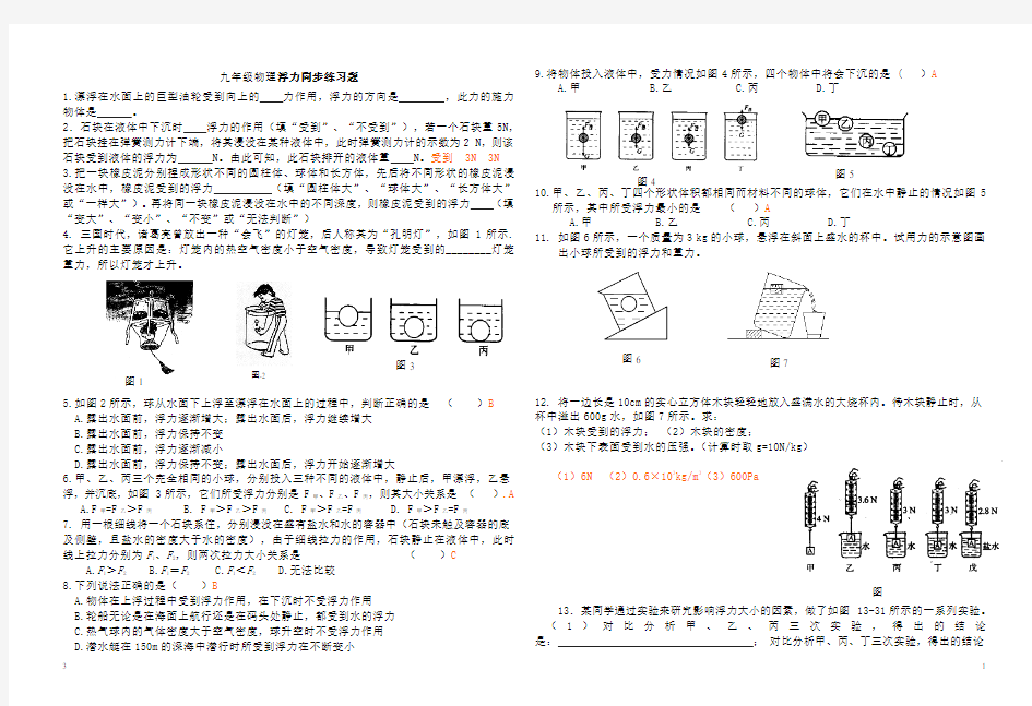 浮力专项练习题