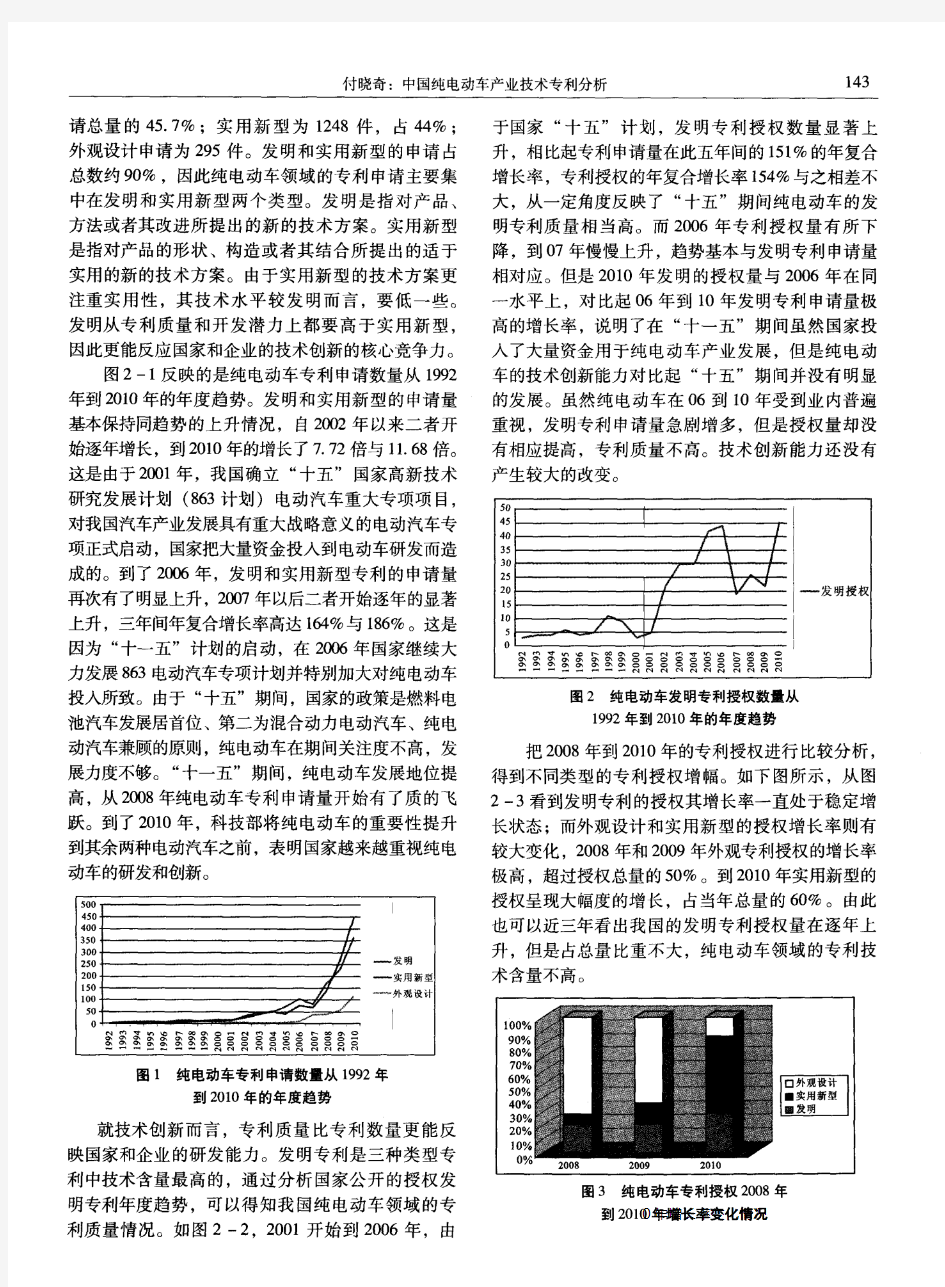 中国纯电动车产业技术专利分析