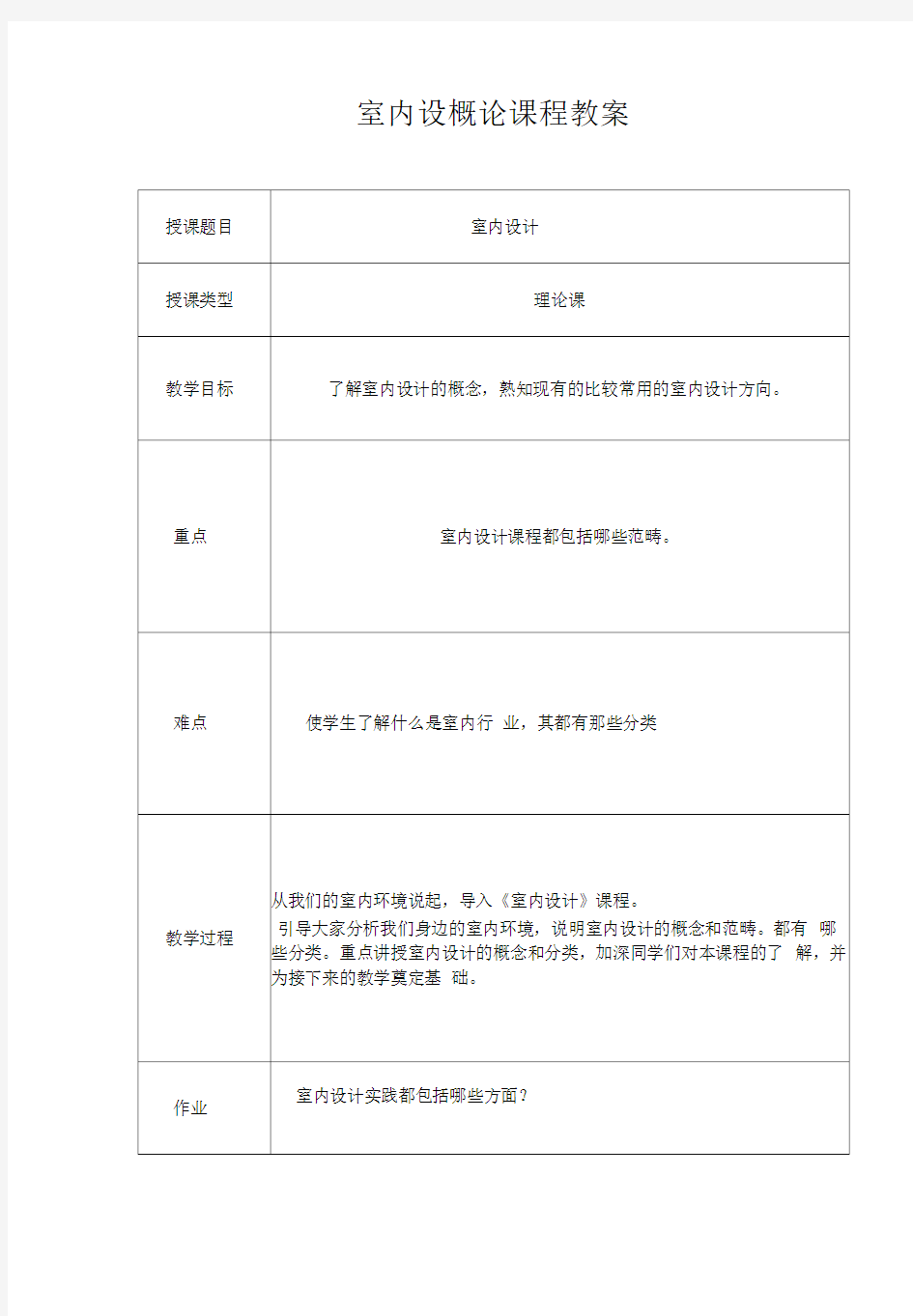 《室内设计概论》参考教案资料