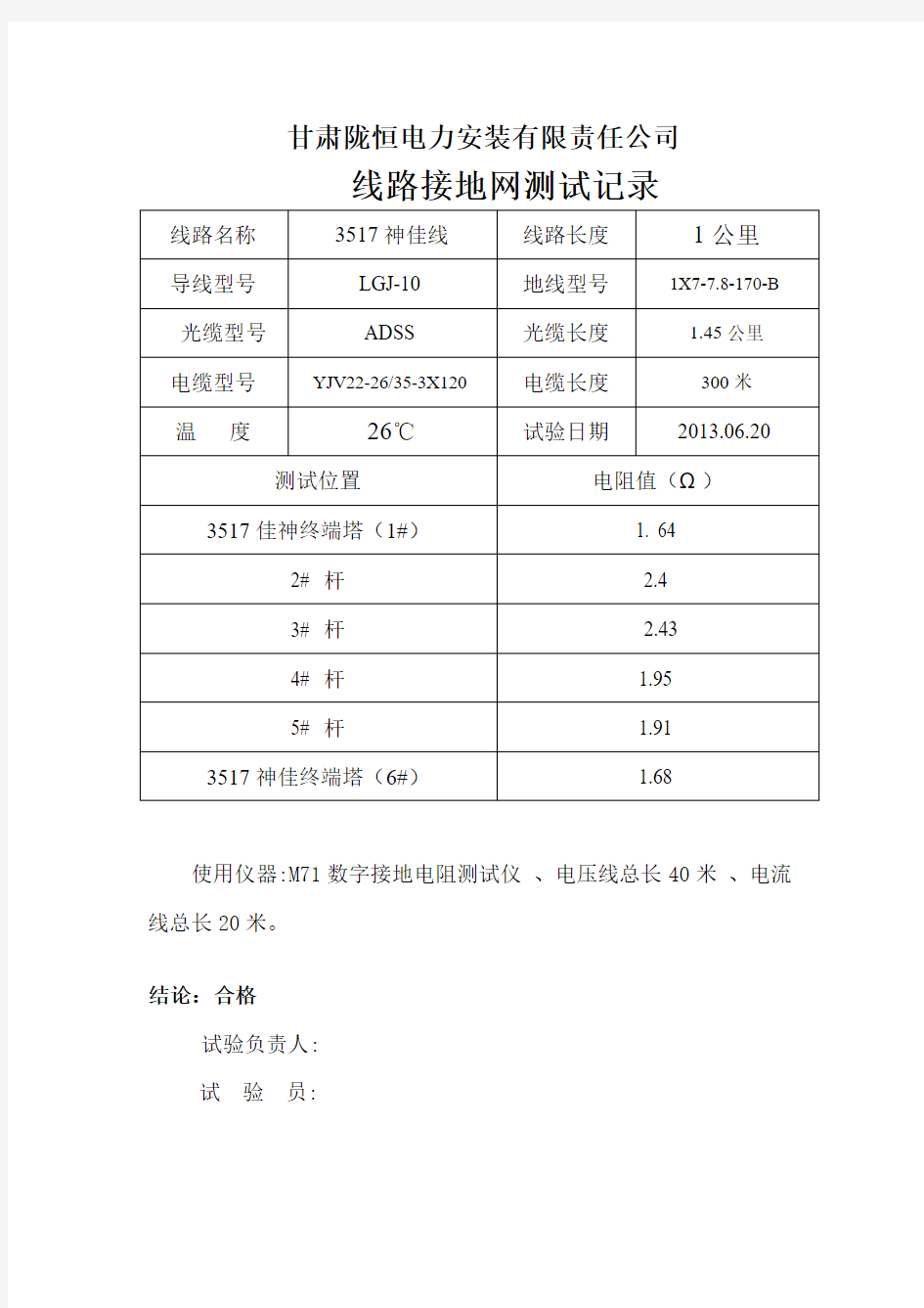 光伏电站接地网测试报告6.25