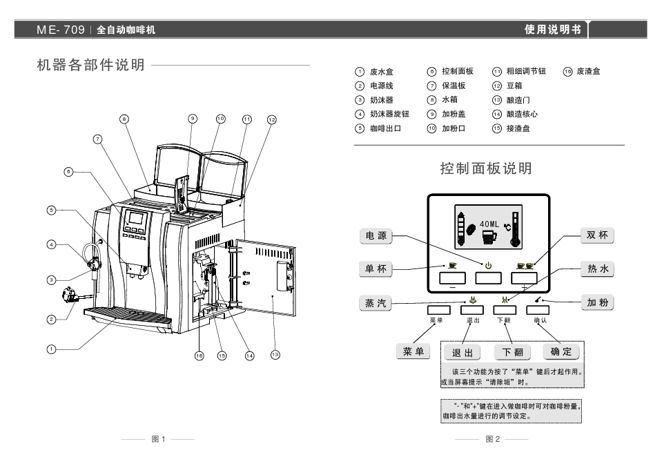 美侬咖啡机使用说明书 ME709中文使用说明书