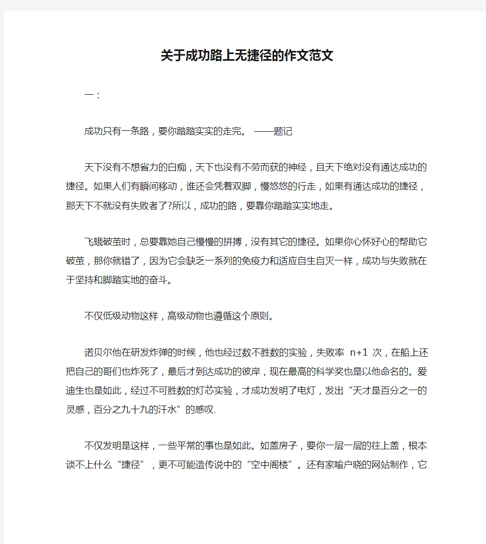 关于成功路上无捷径的作文范文