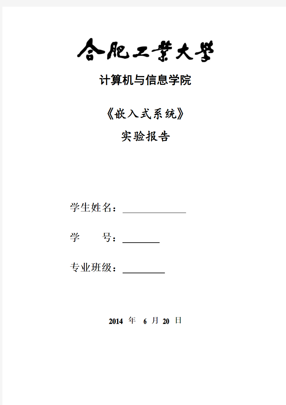 合工大嵌入式系统实验报告