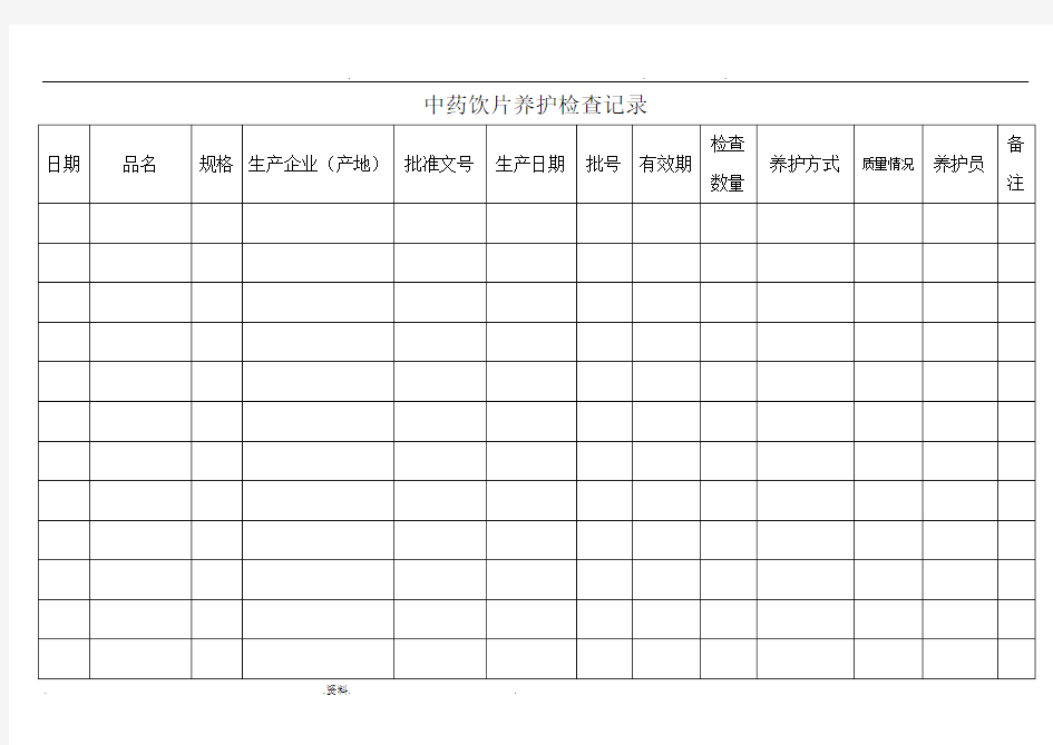 中药饮片养护检查记录