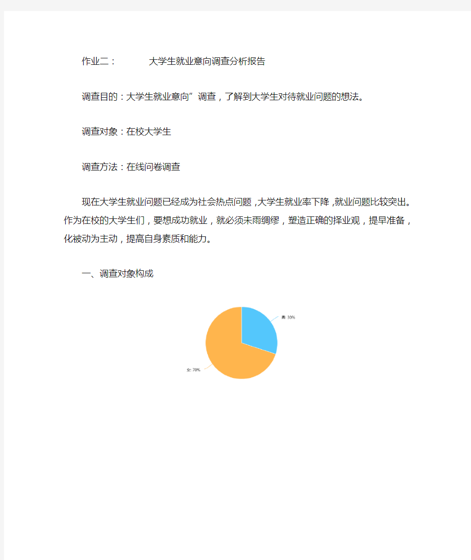 大学生就业意向调查报告