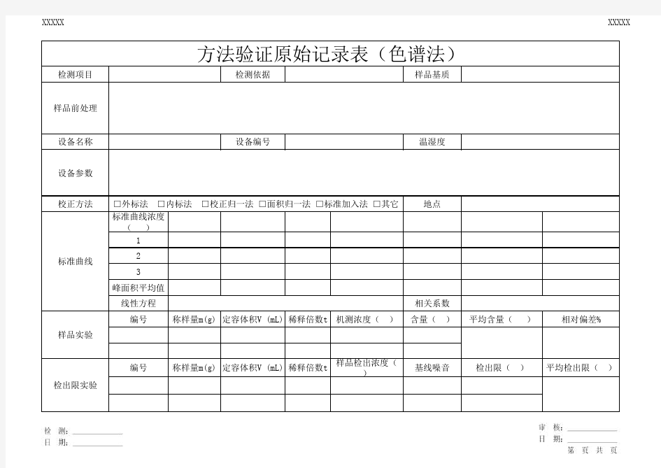 方法验证原始记录表(色谱法)