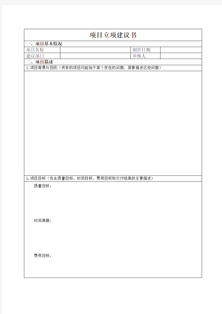 项目立项建议书模板