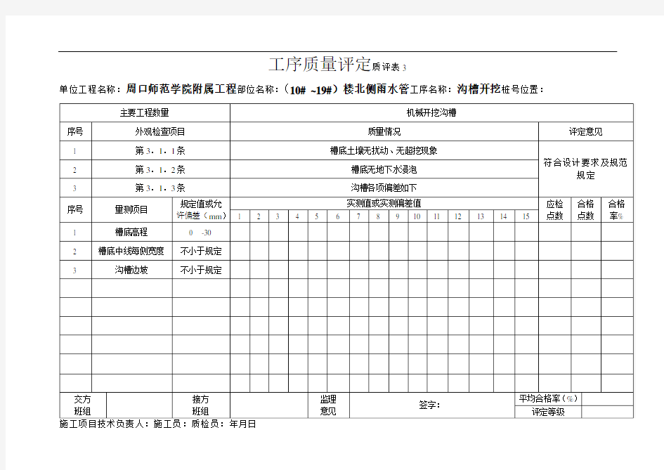 建筑工程质量验收表汇总