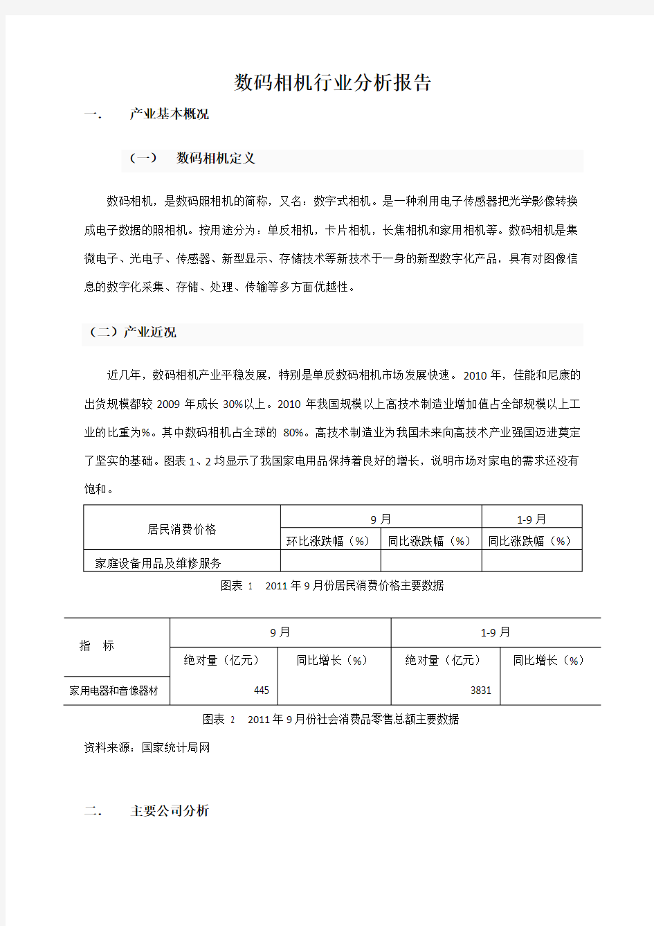 数码相机行业分析报告