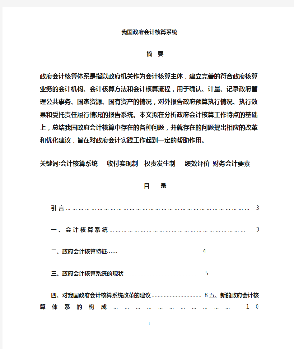 我国政府会计核算系统.