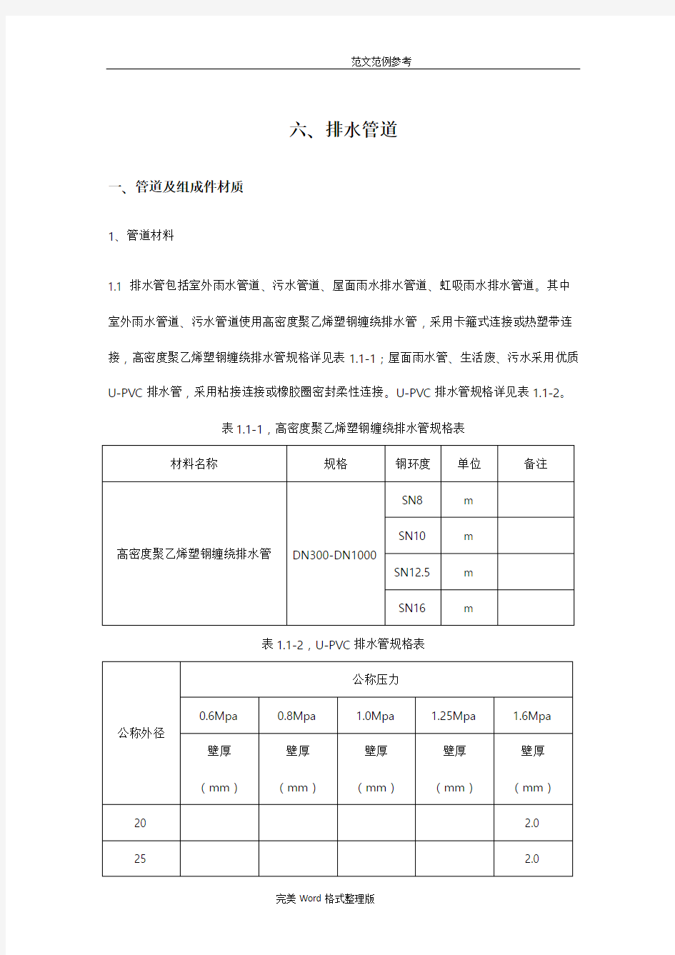 排水管道施工技术要求内容