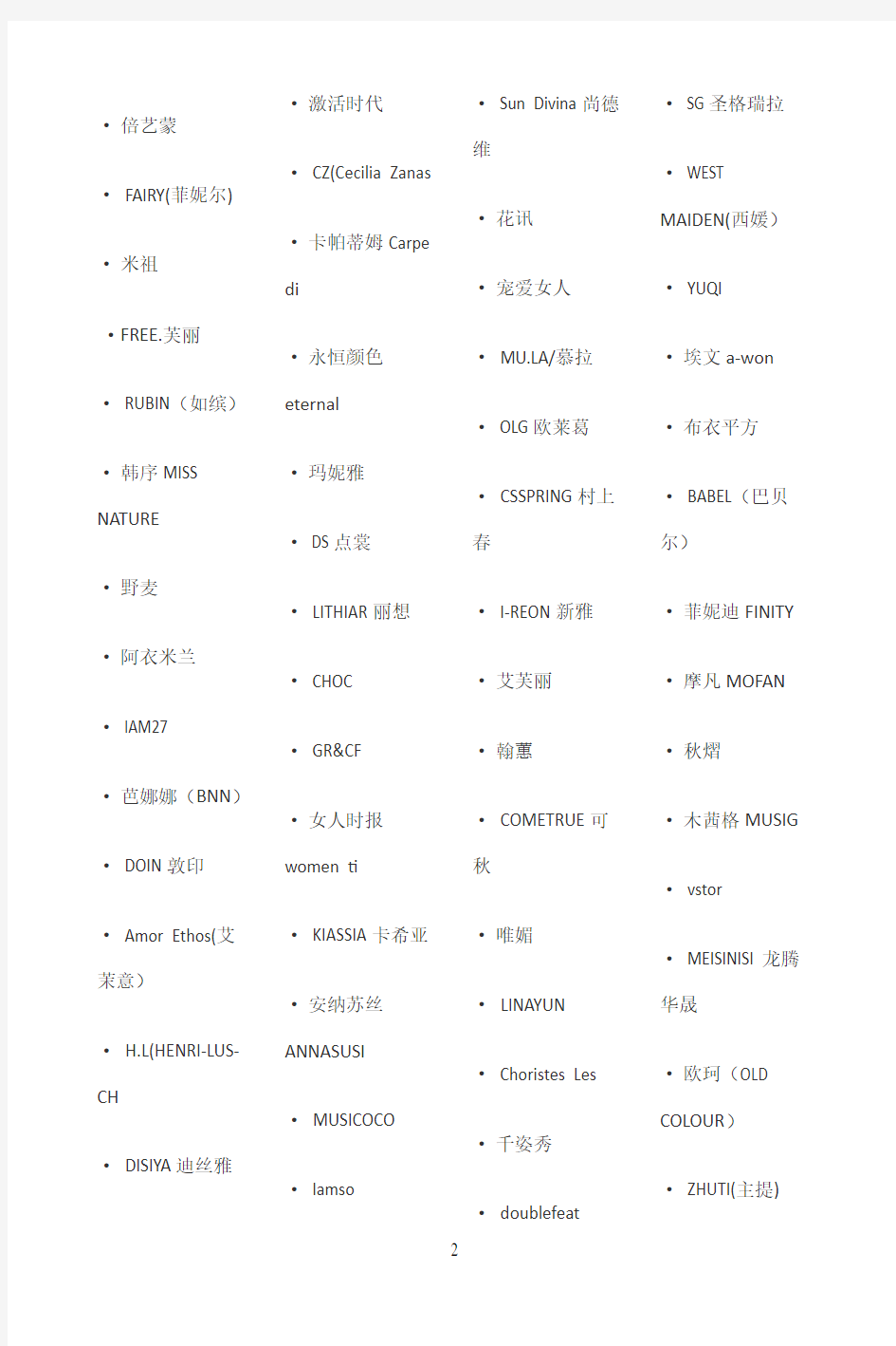 杭州女装品牌列表-