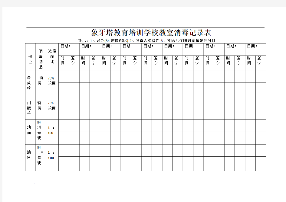 消毒记录表