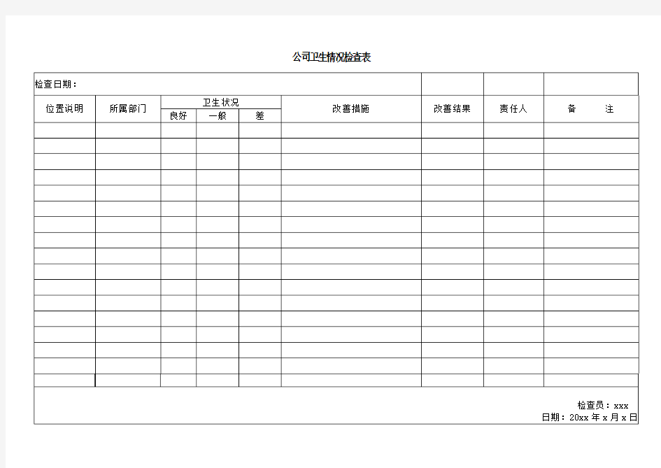 公司卫生情况检查表