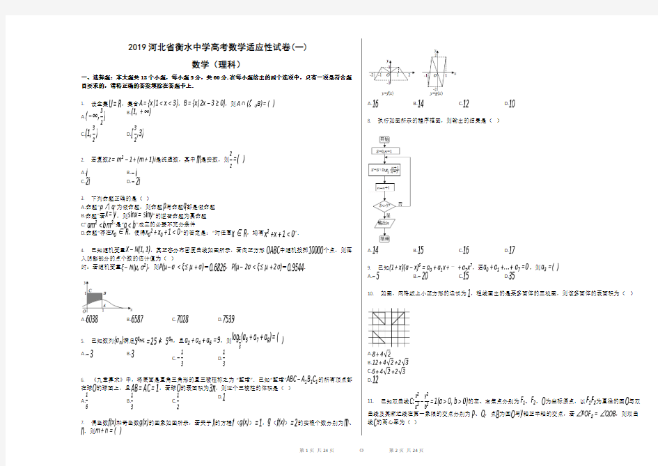 2019河北省衡水中学高考数学(理科)适应性试卷(一)