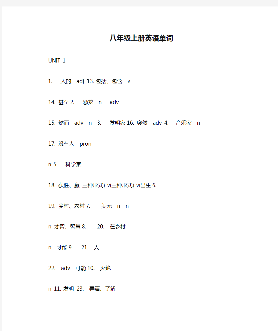 沪教牛津版八年级上册英语单词汇总