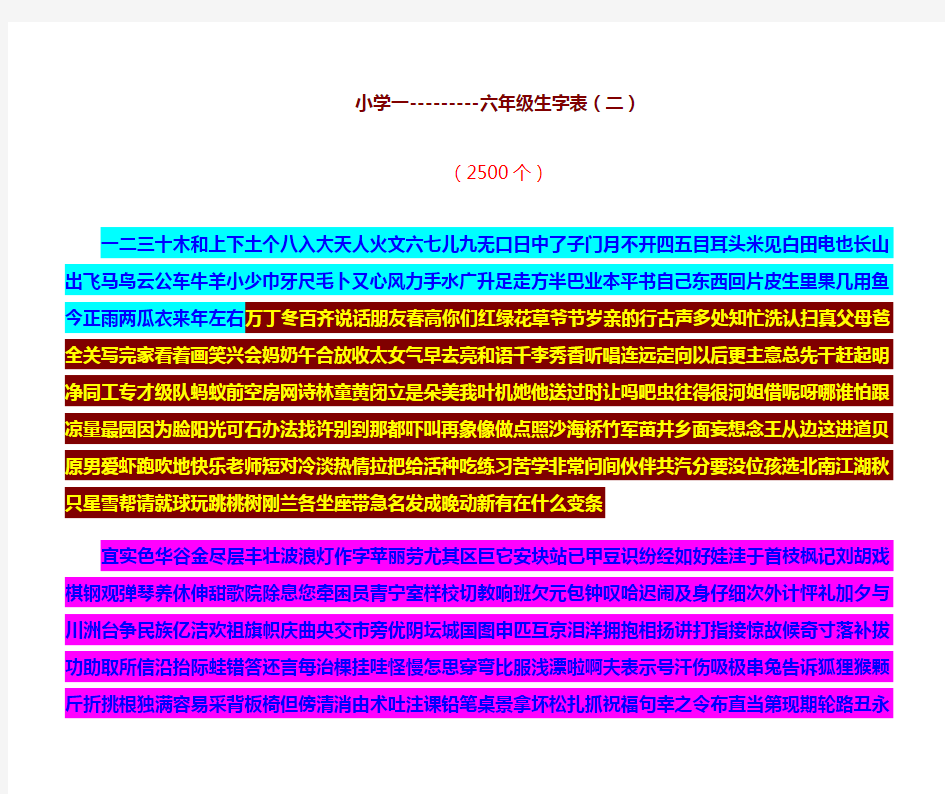 1-6年级生字表