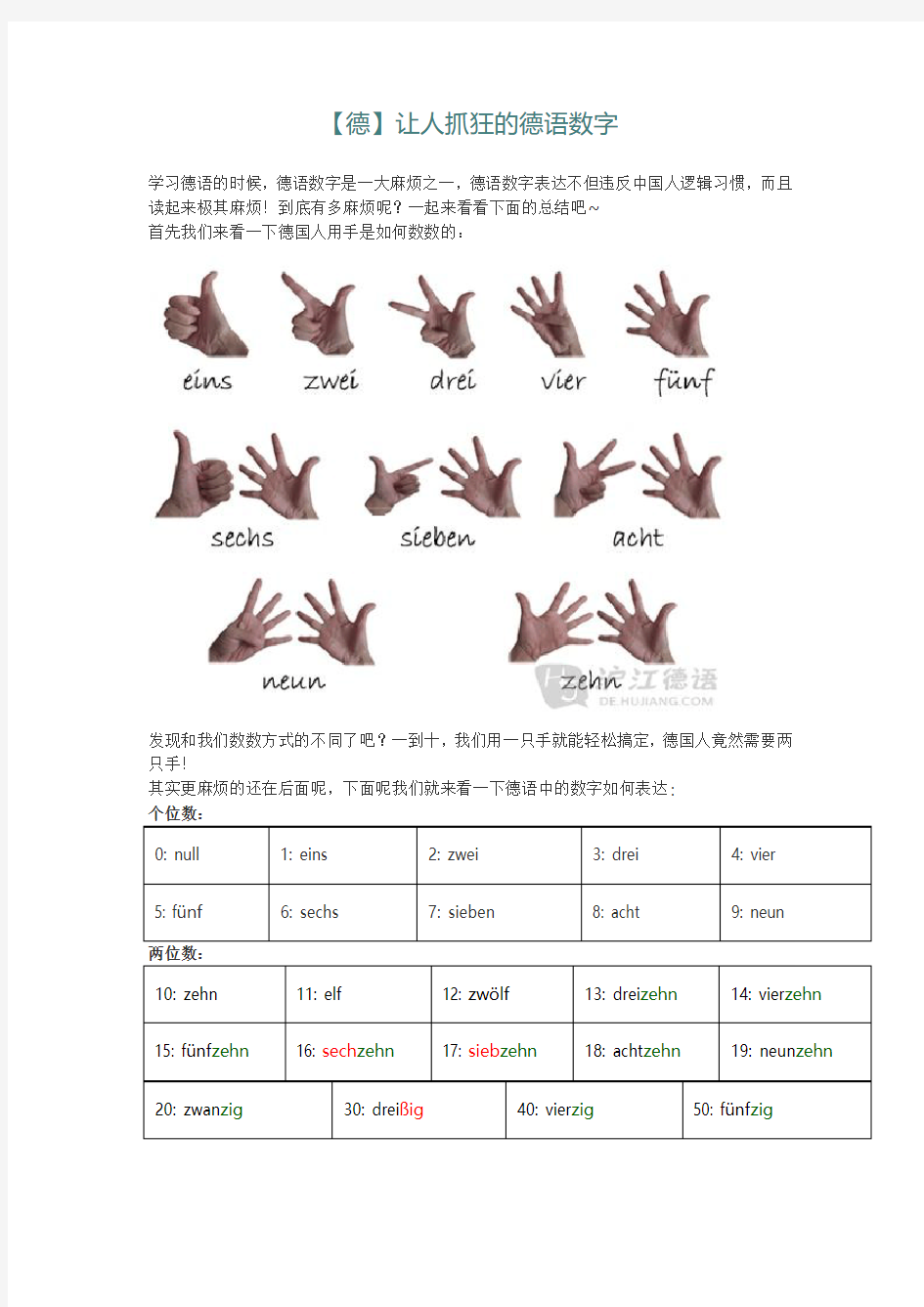 让人抓狂的德语数字