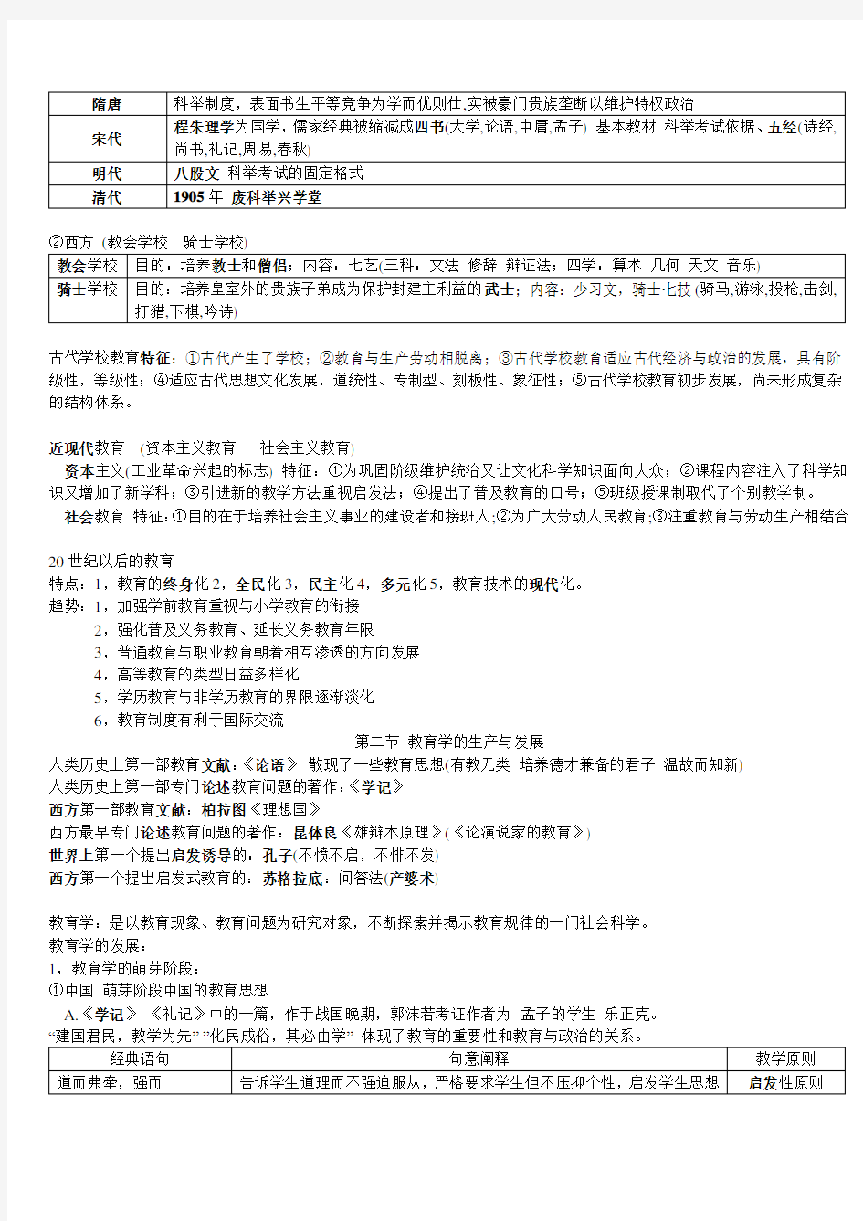 教育知识与能力 第一章 教育基础知识和基本原理