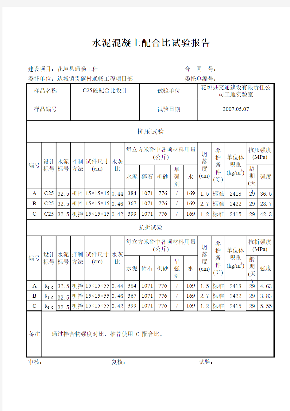 水泥混凝土配合比试验报告6