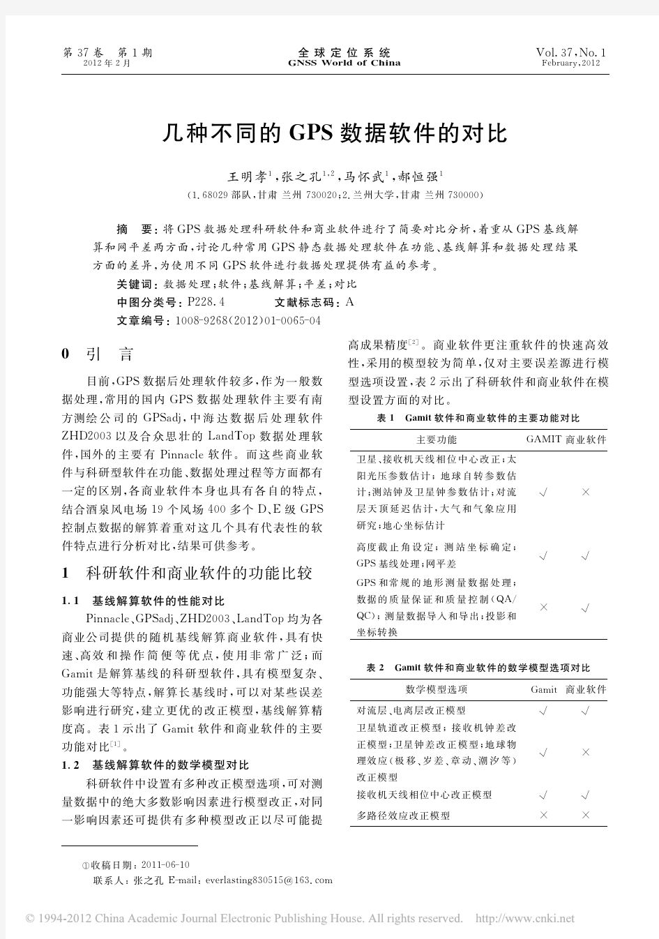 几种不同的GPS数据软件的对比