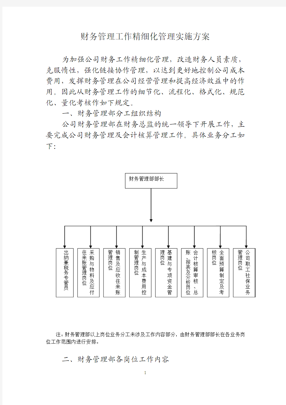 财务工作标准化方案讲诉