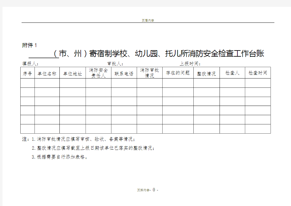 消防安全检查工作台账