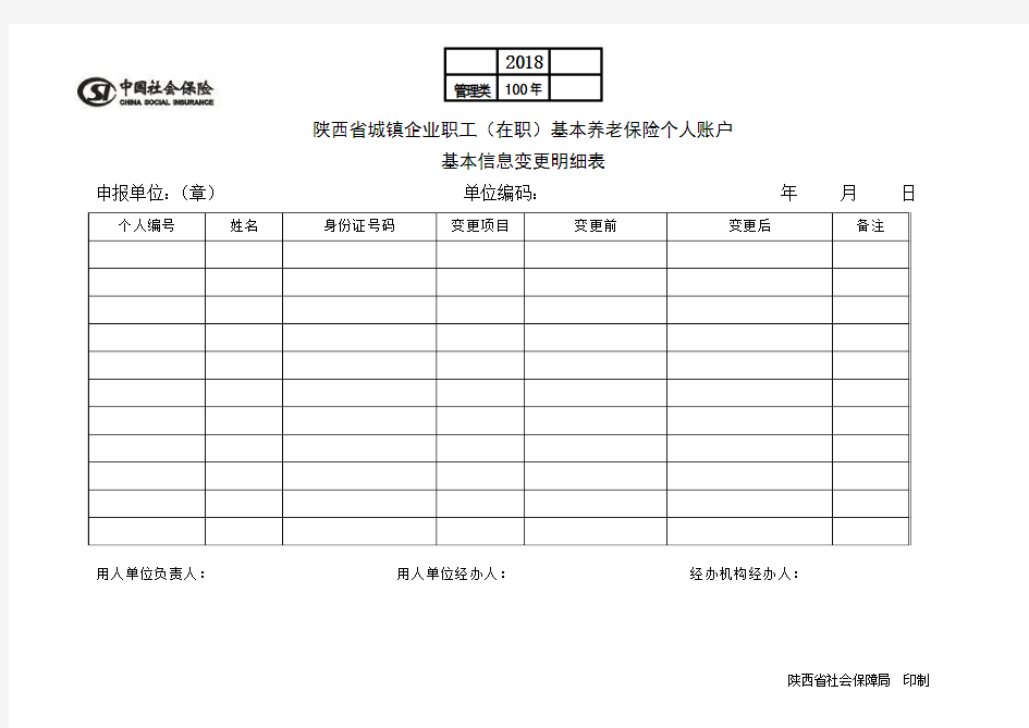 在职人员信息变更表