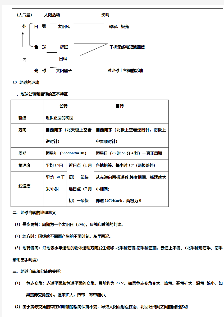 新湘教版高中地理必修一至必修三知识点总结大全