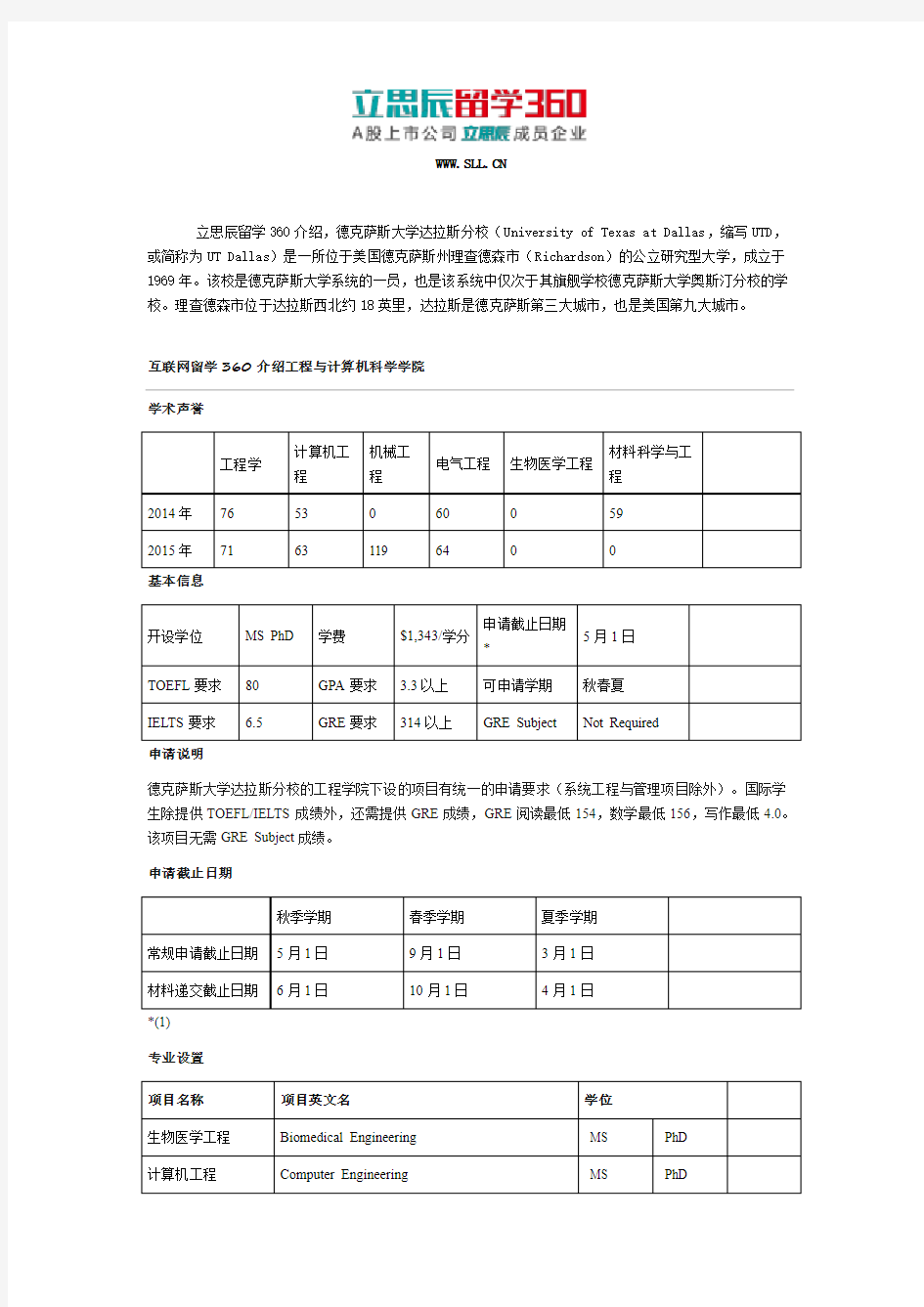 2017年美国德克萨斯大学达拉斯分校之工程与计算机科学学院介绍