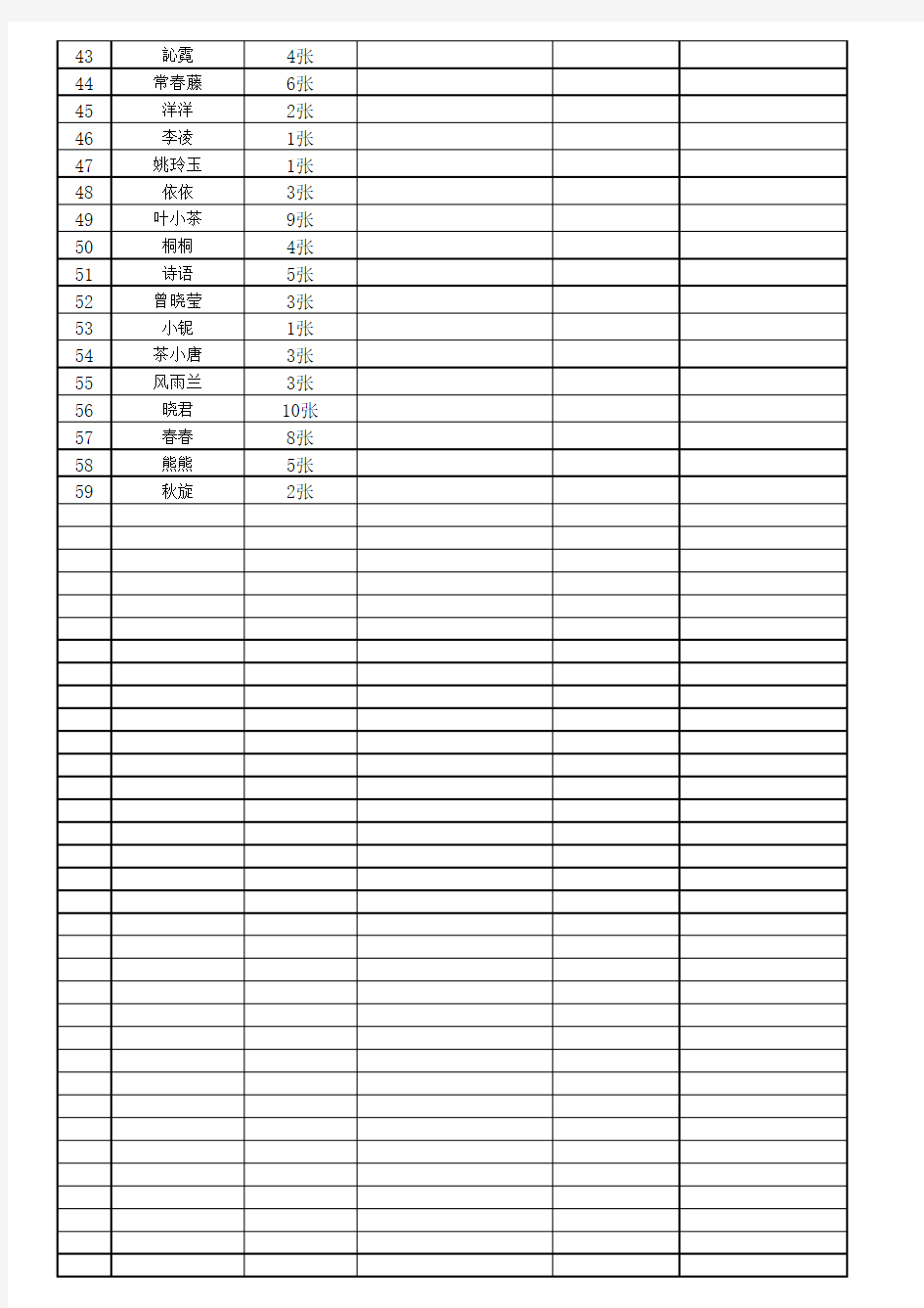 抽奖劵领取签到表