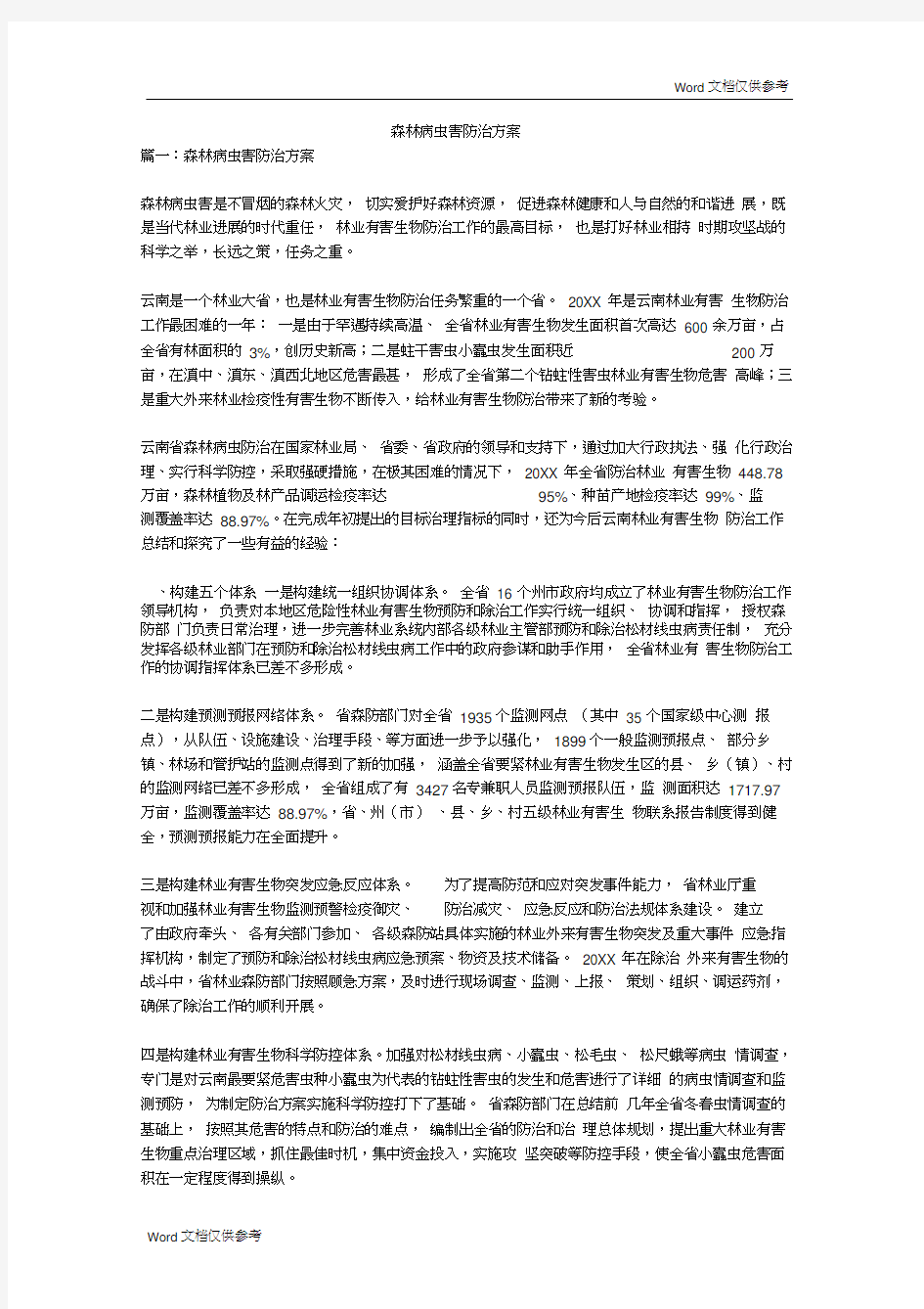 森林病虫害防治方案