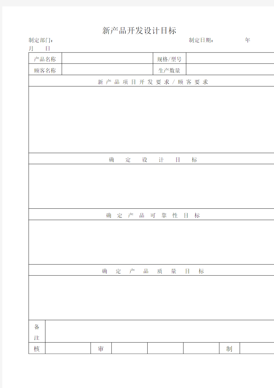 新产品开发设计目标 ()