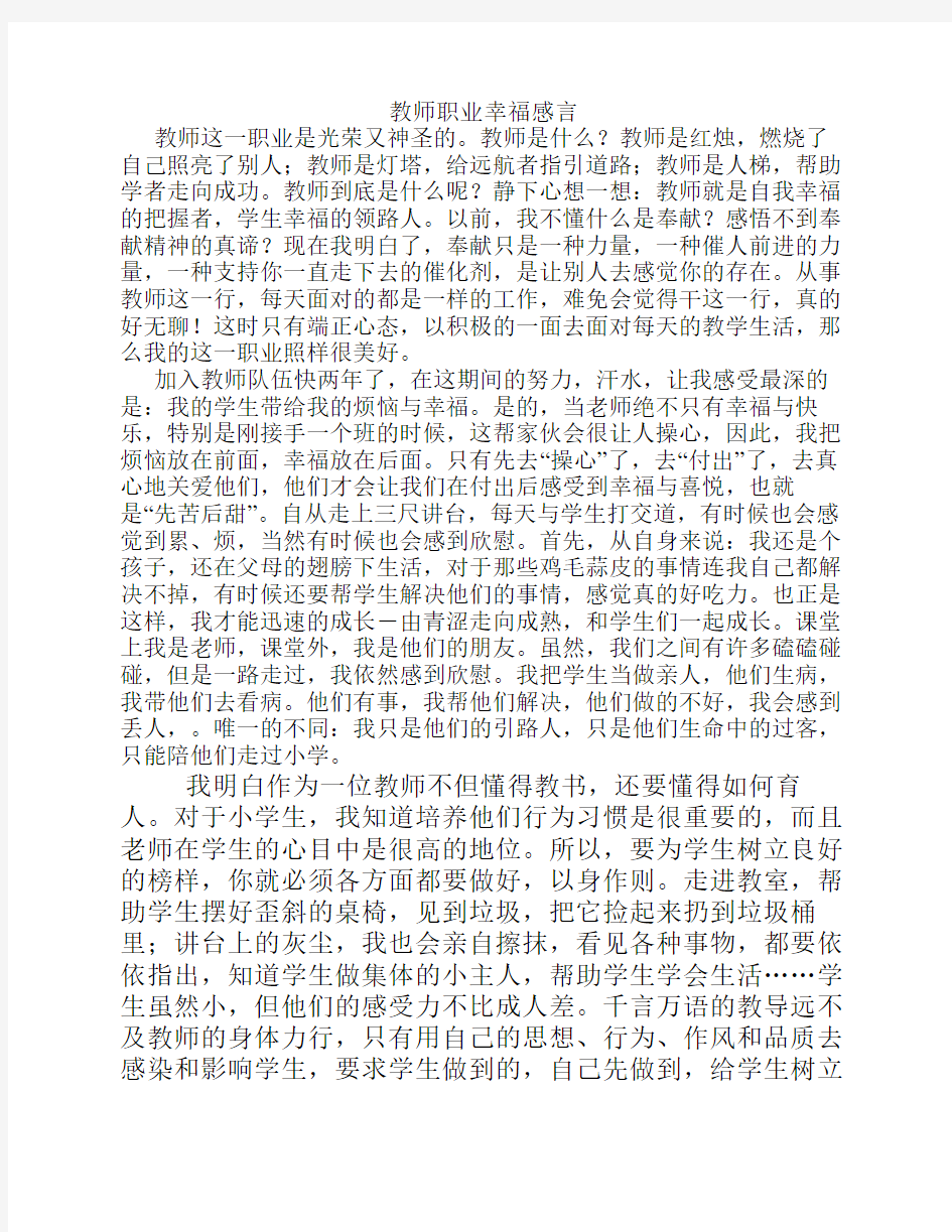 教师职业幸福感言1