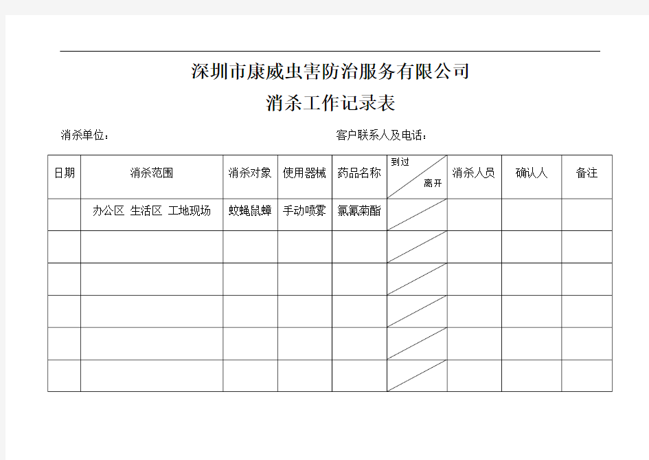 最新消杀工作记录表03722说课讲解