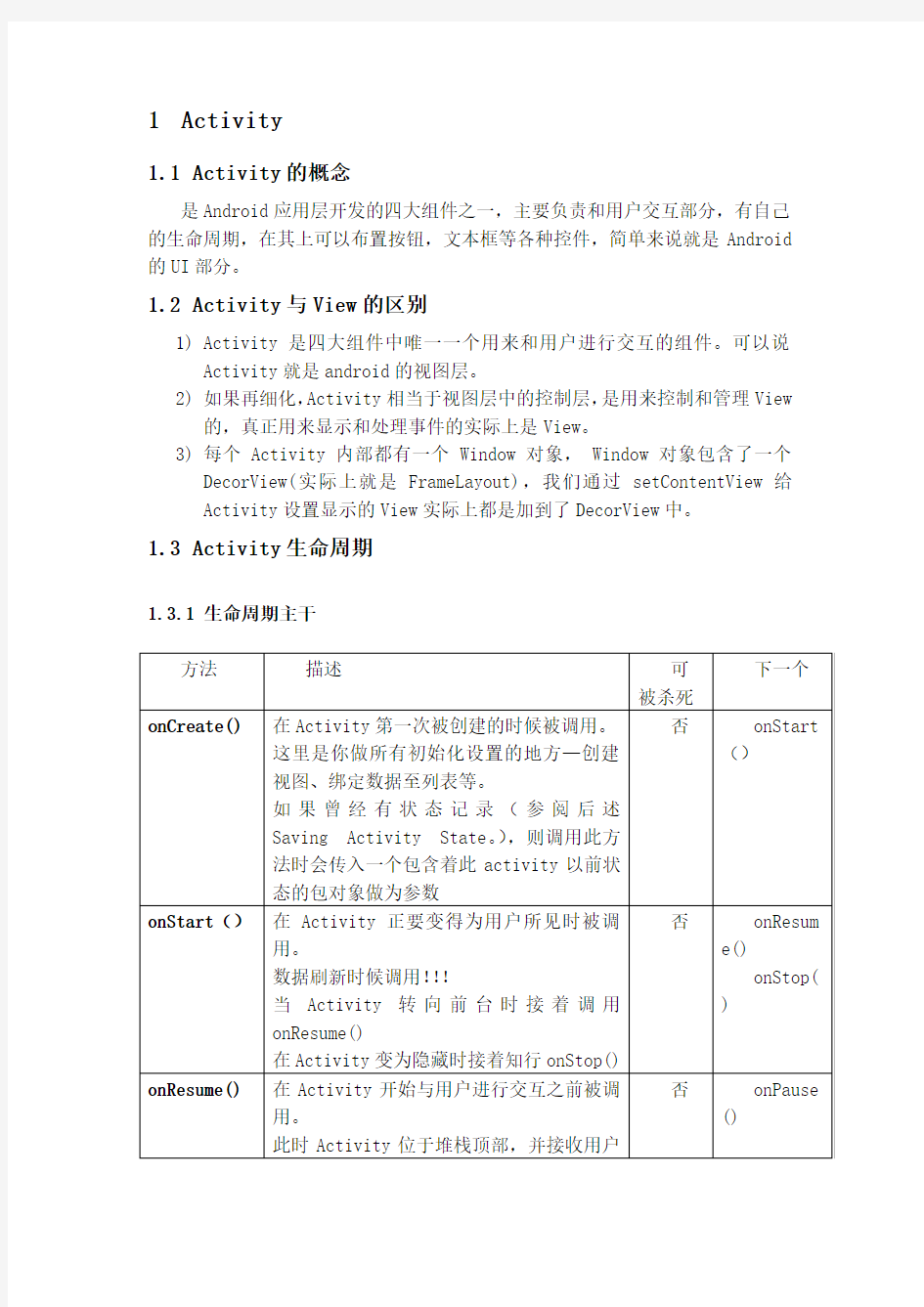 Android面试基础知识总结