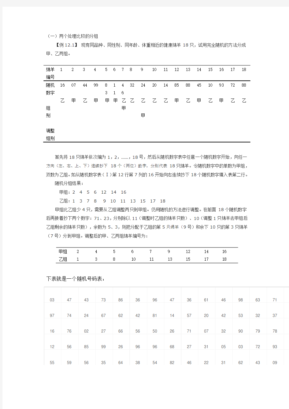 随机数字表法