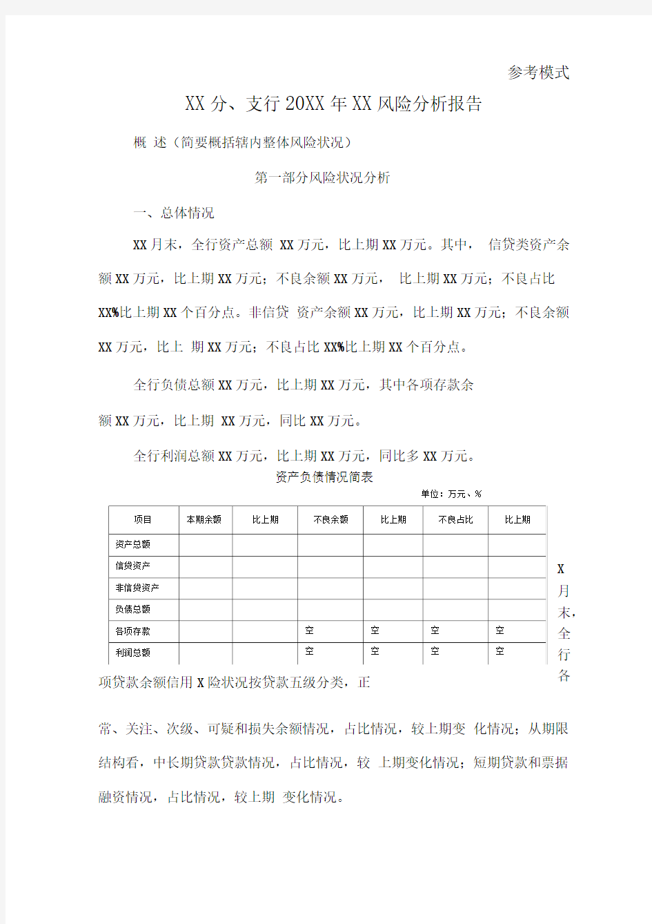 银行风险分析报告