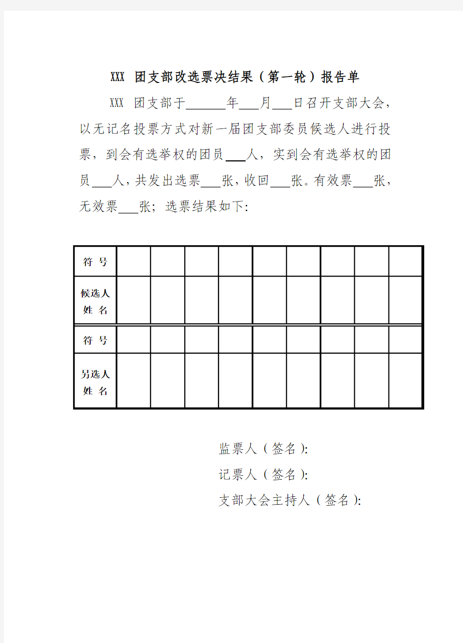 团支部票决结果报告单