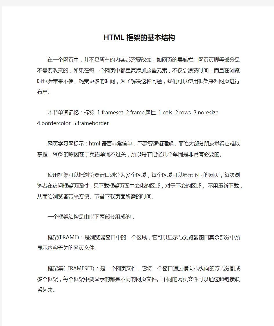 HTML框架的基本结构