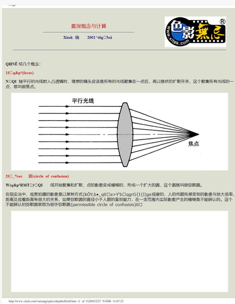 景深概念及计算