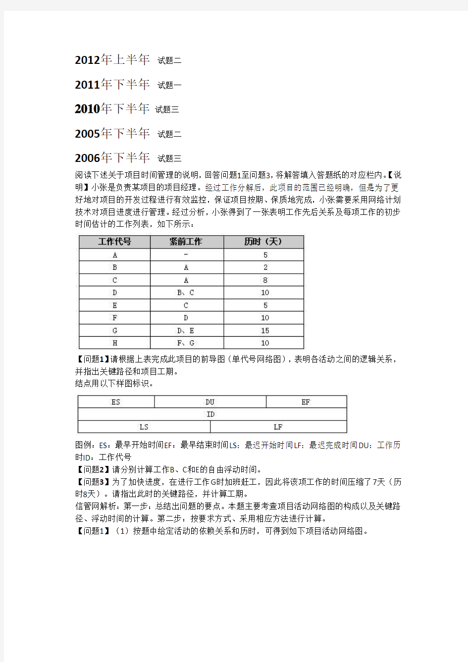 项目管理--华东交通大学试题