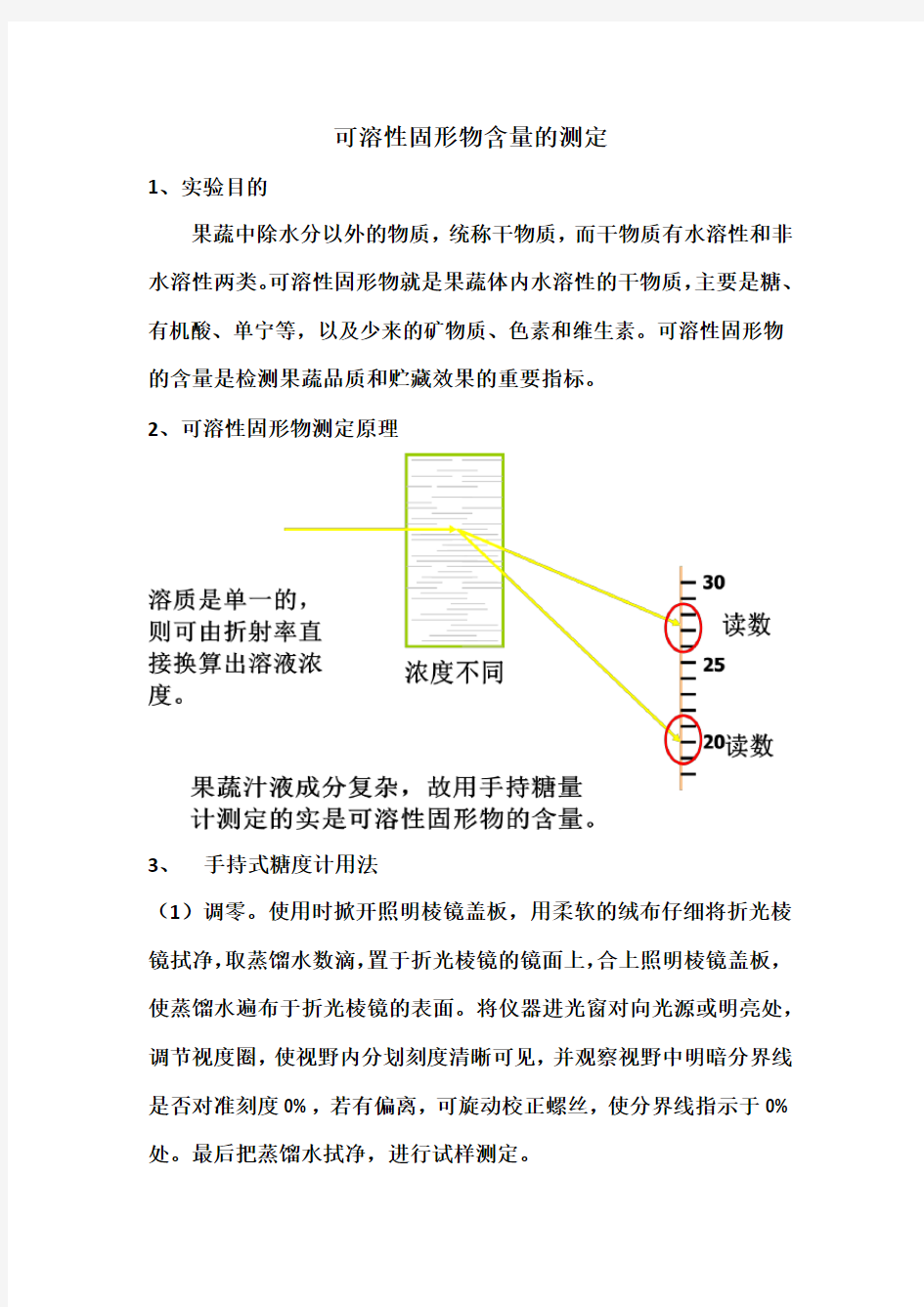 可溶性固形物含量的测定方法